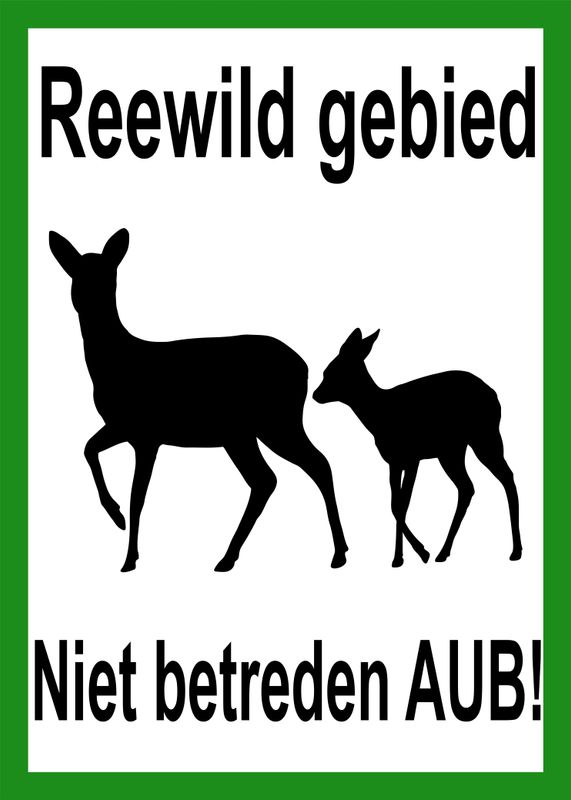 Signaalbord aluminium „Reewild gebied Niet betreden AUB&quot;
