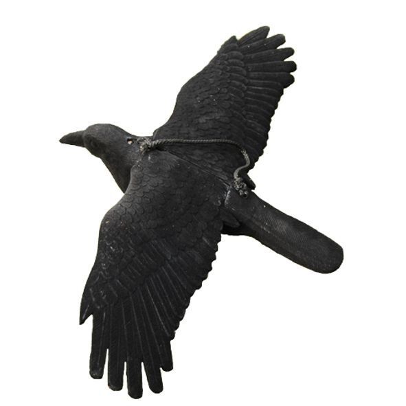 Lokvogel vliegende kraai geflockt 44x80cm incl. metalen pen per stuk