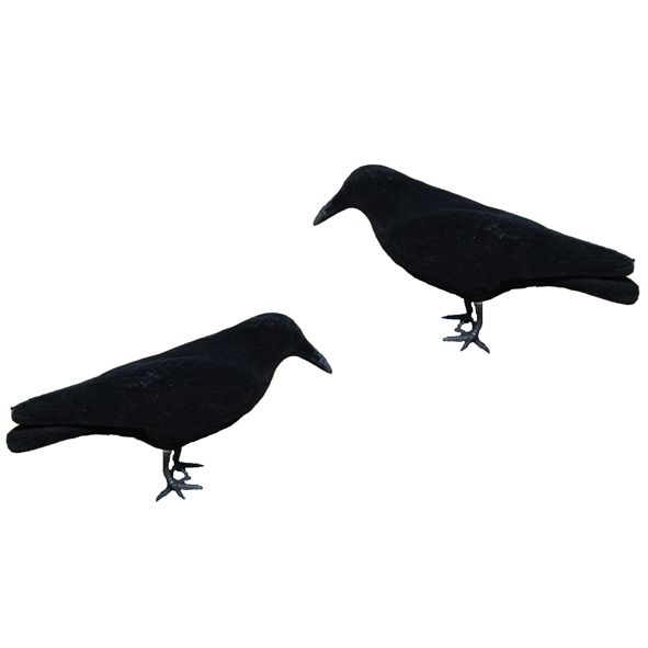Lokvogel volle kraai geflockt 41cm. incl. pin en voet per 10 stuks