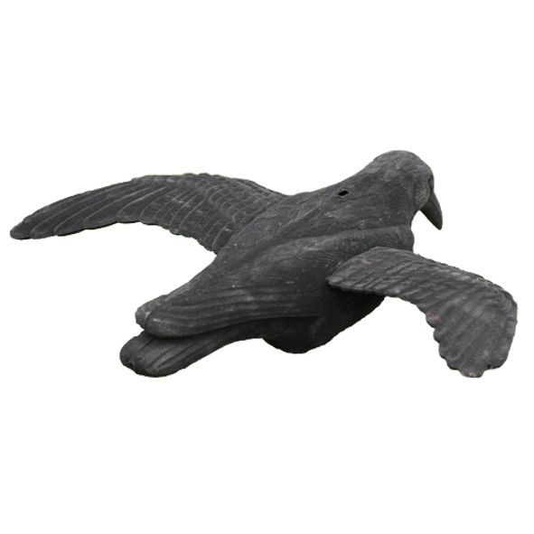 Lokvogel kraai invallend geflockt 41cm. incl. pin en voet per 12 stuks