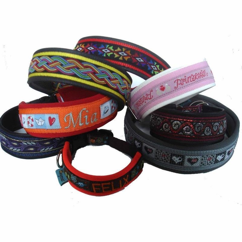Hundehalsband mit Webband 2cm Breit mit/ohne Bestickung und Polsterung Hundehalsband mit Webband 2cm Breit mit/ohne Bestickung und Polsterung