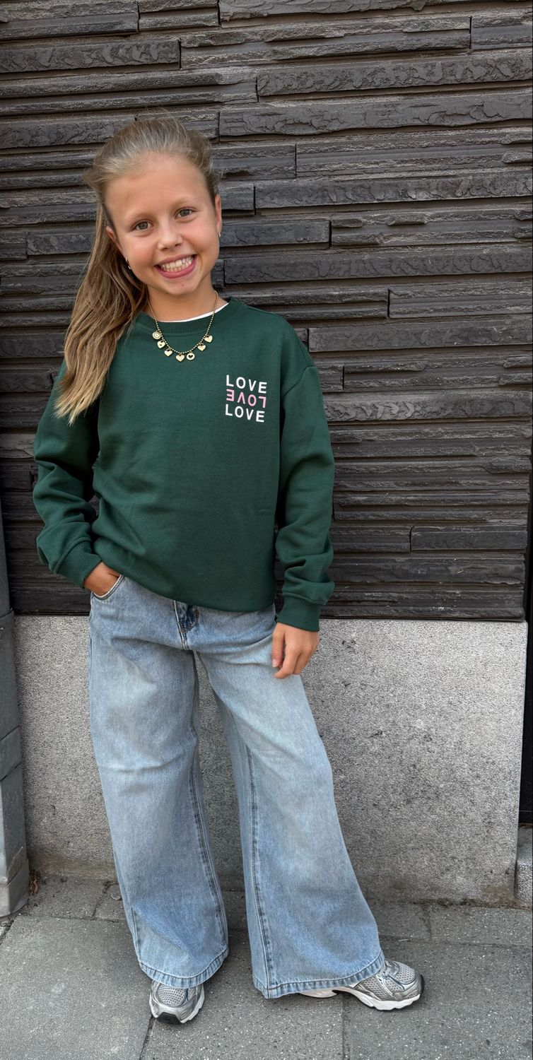 KIDS ONLY KOGCAMINE oversized sweater LOVE Pineneedle green