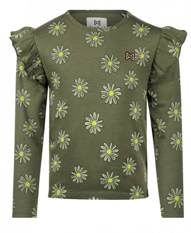 Koko Noko Longsleeve – Kaki met Bloemenprint