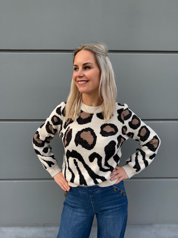 Panter trui dames JDYLORRAINE ANIMAL L/S PULLOVER KNT NOOS