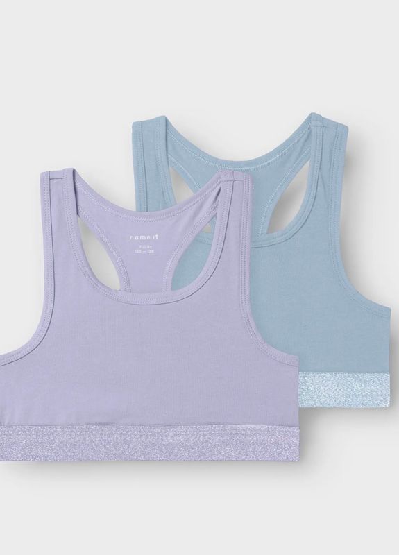 Meisjes topjes van katoen ondergoed – soepele pasvorm (2-pack)paars blauw