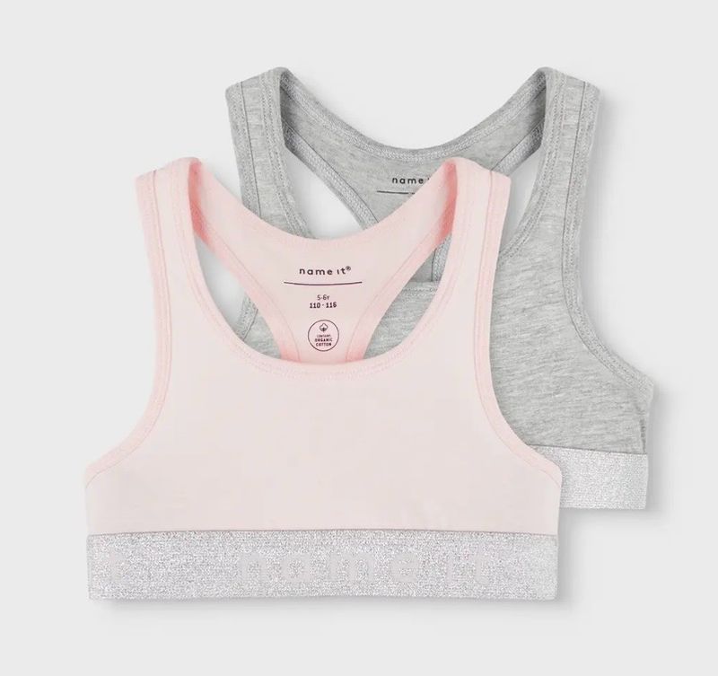 Meisjes topjes van katoen ondergoed– soepele pasvorm (2-pack)roos/grijs