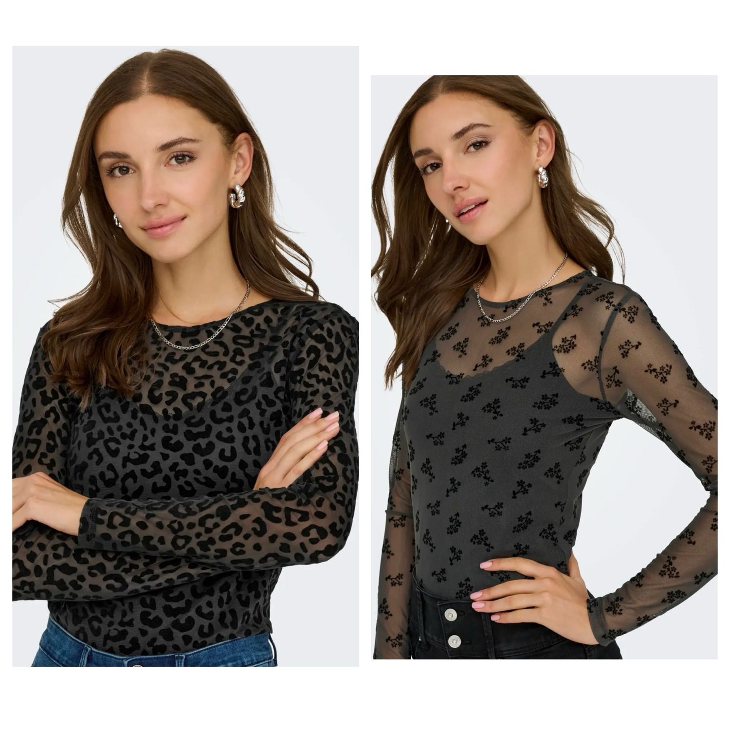 JDY Mesh Top – Vrouwelijke flair in twee unieke prints