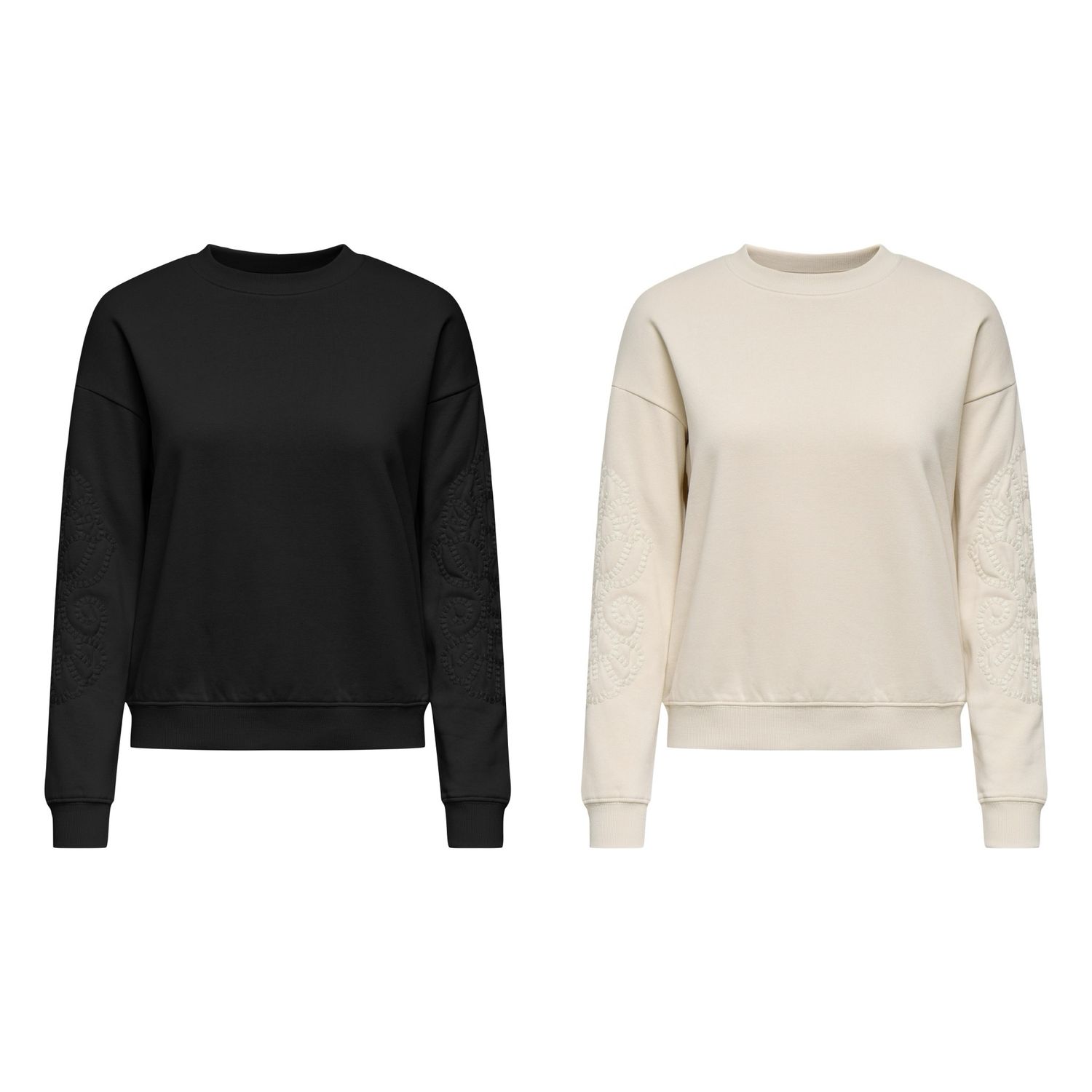 Geborduurde sweater dames – zwart of ecru