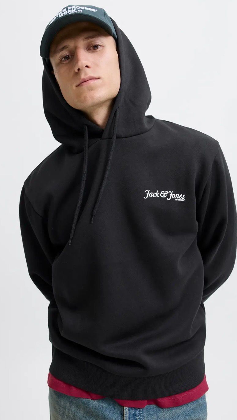 JJYUKI FRONT SWEAT HOOD, Maat en kleur: S zwart