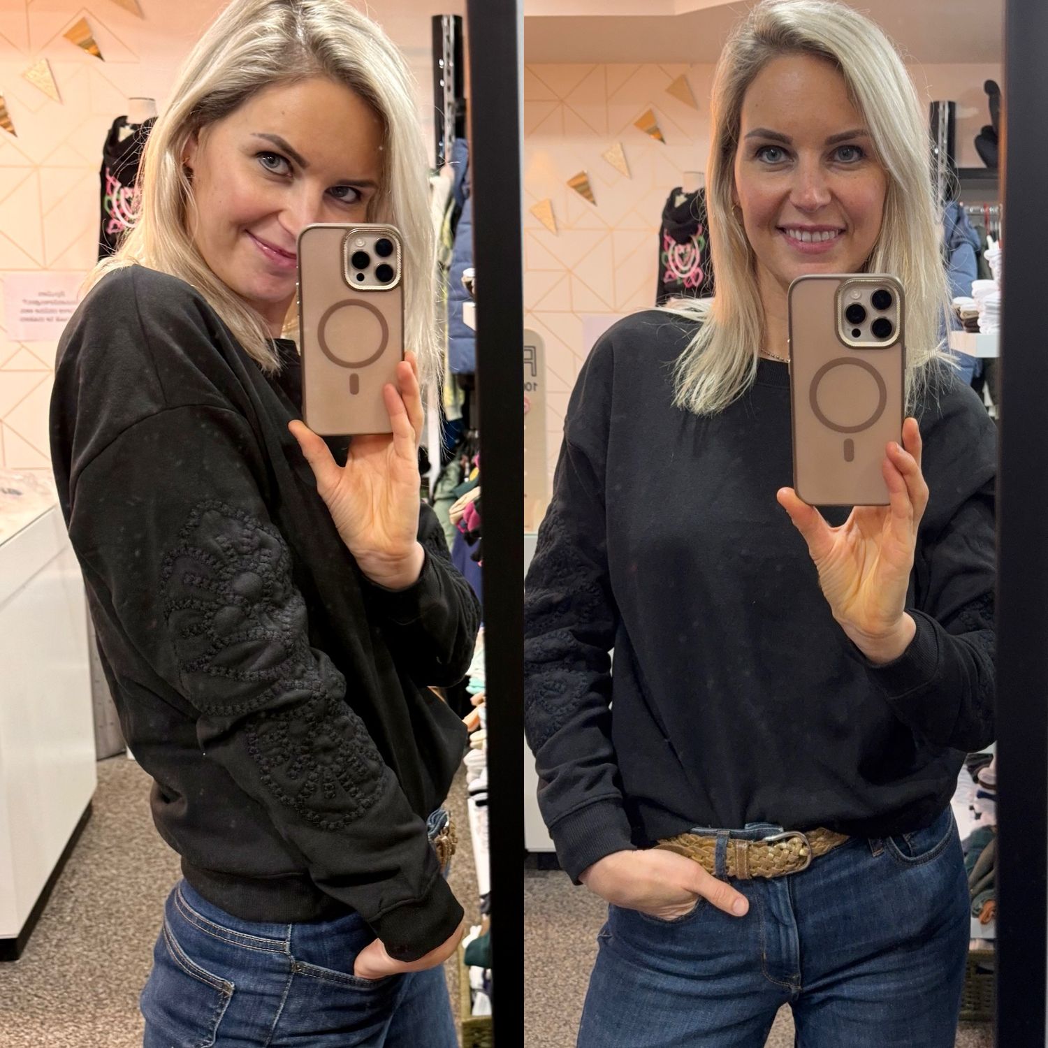 Geborduurde sweater dames JDY ASTA – zwart of ecru