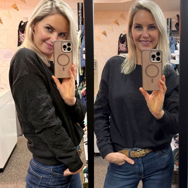 Geborduurde sweater dames JDY ASTA – zwart of ecru