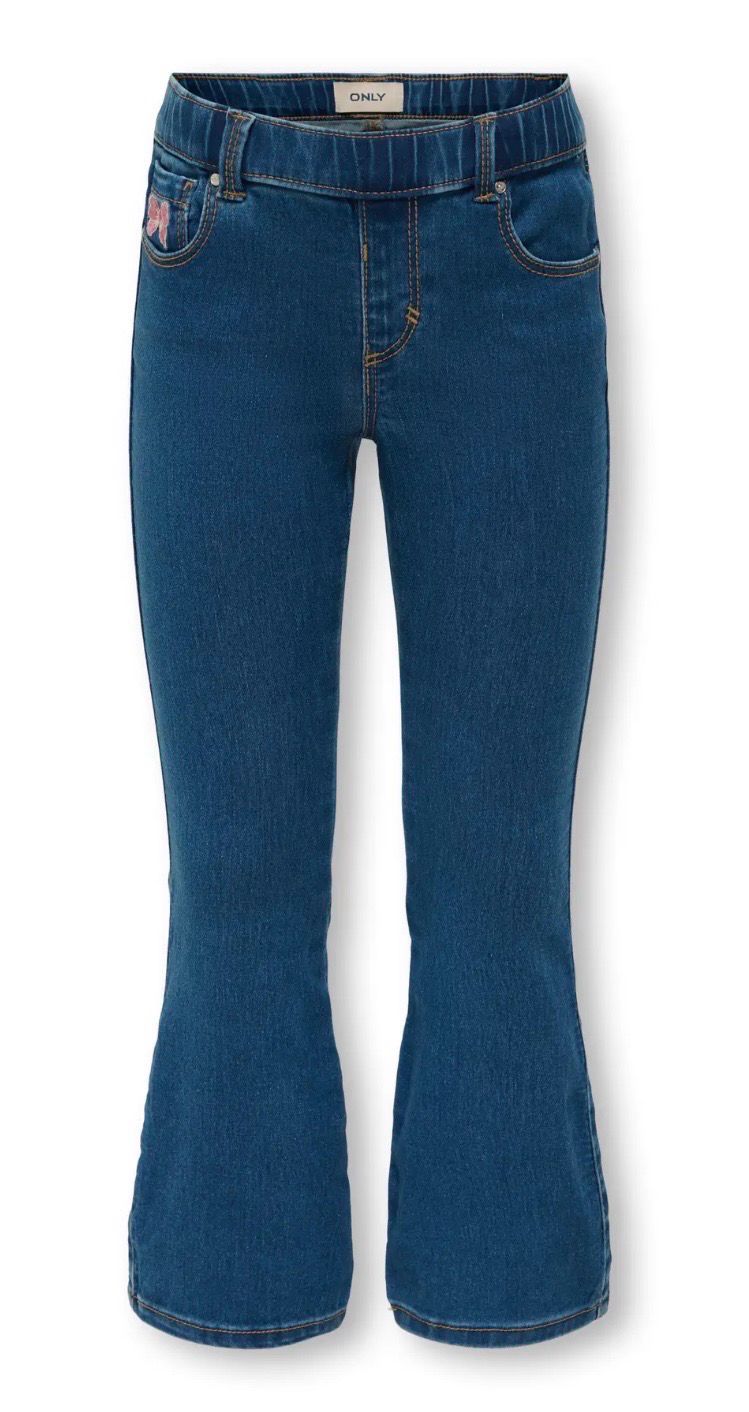 KMGROYAL BOW FLARED ELASTIC JEANS