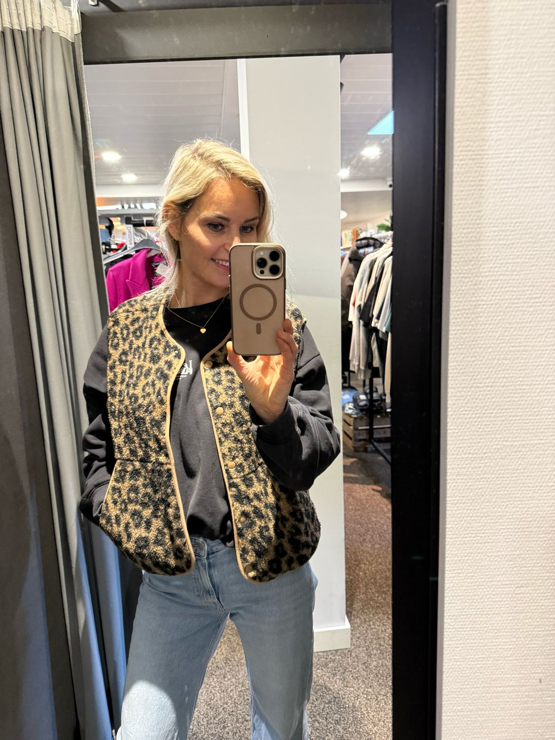 Leopard teddy vest JJXX