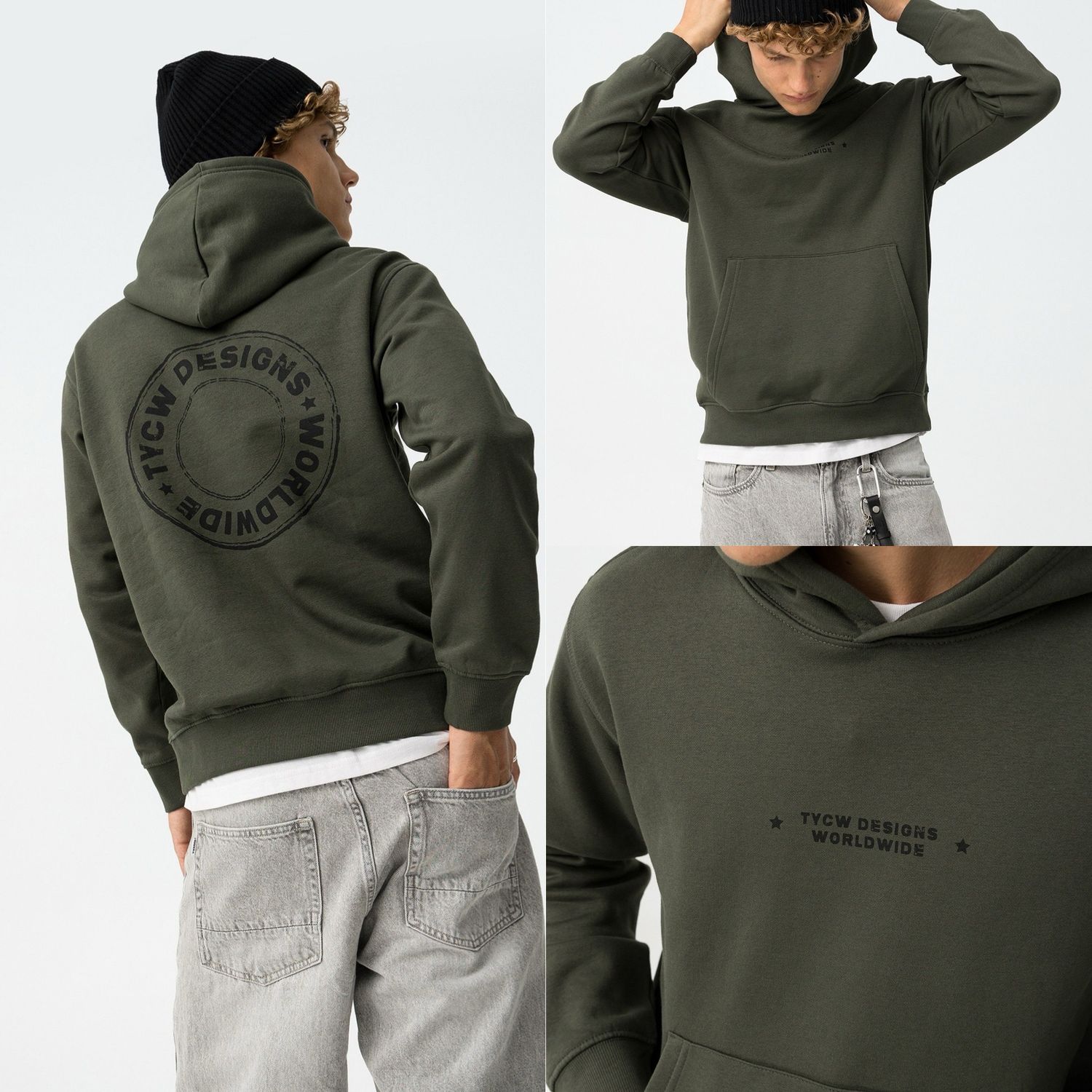 Hoody Tiffosi kaki of wit Nathan