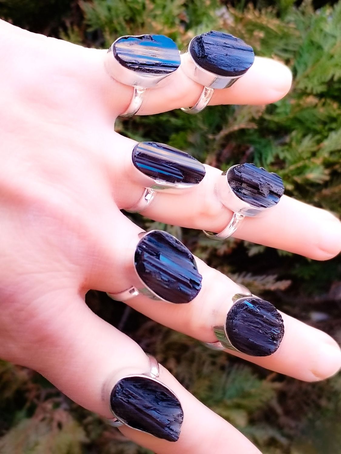 Anillo de Turmalina Negra y plata de ley