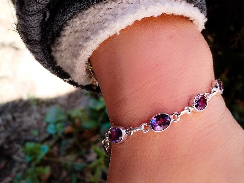 Pulsera de Amatista calidad AAA y Plata de ley