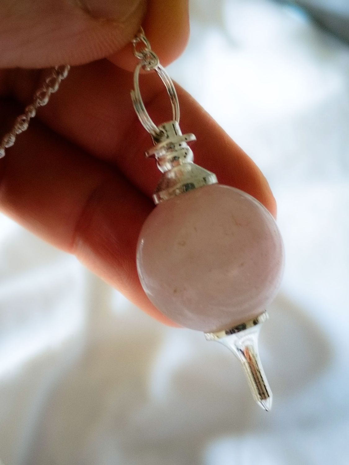 Péndulo redondo de Cuarzo Rosa