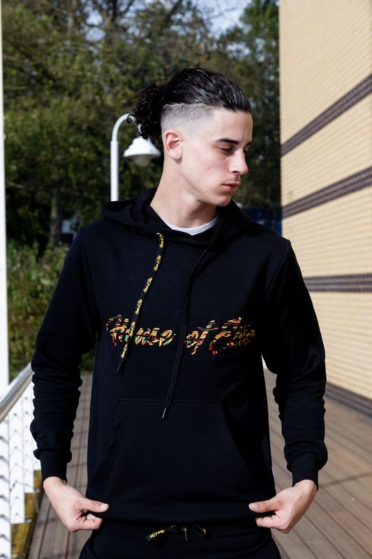 Black Embroidered Hoodie