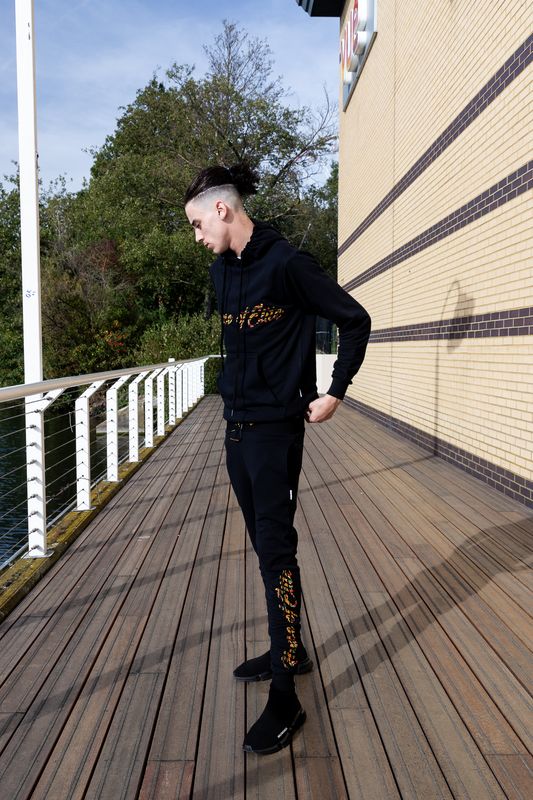Black Embroidered Hoodie