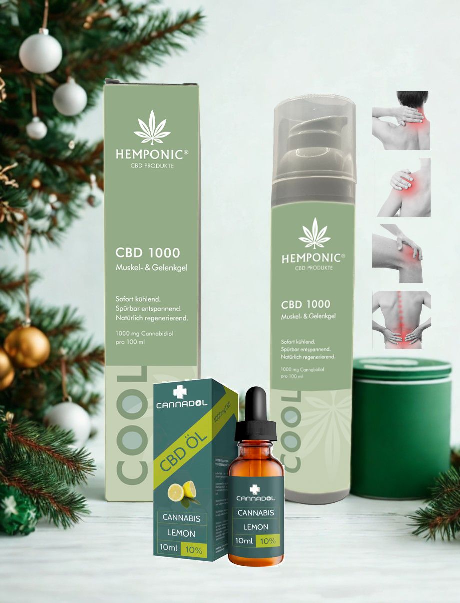 HEMPONIC CBD 1000 mg &quot;Cool&quot; Muskel- &amp; Gelenkgel &amp; Cannadol Lemmon - CBD Öl Vollspektrum 10% (10 ml)