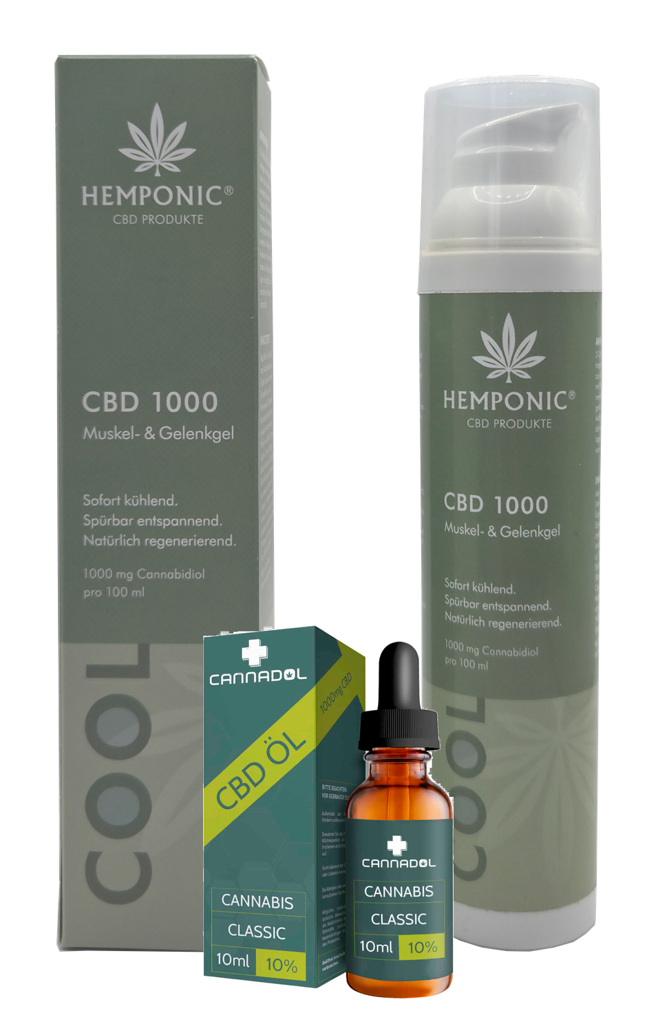 HEMPONIC CBD 1000 mg "Cool" Muskel- &amp; Gelenkgel &amp; Cannadol Classic - CBD Öl Vollspektrum 10% (10 ml)
