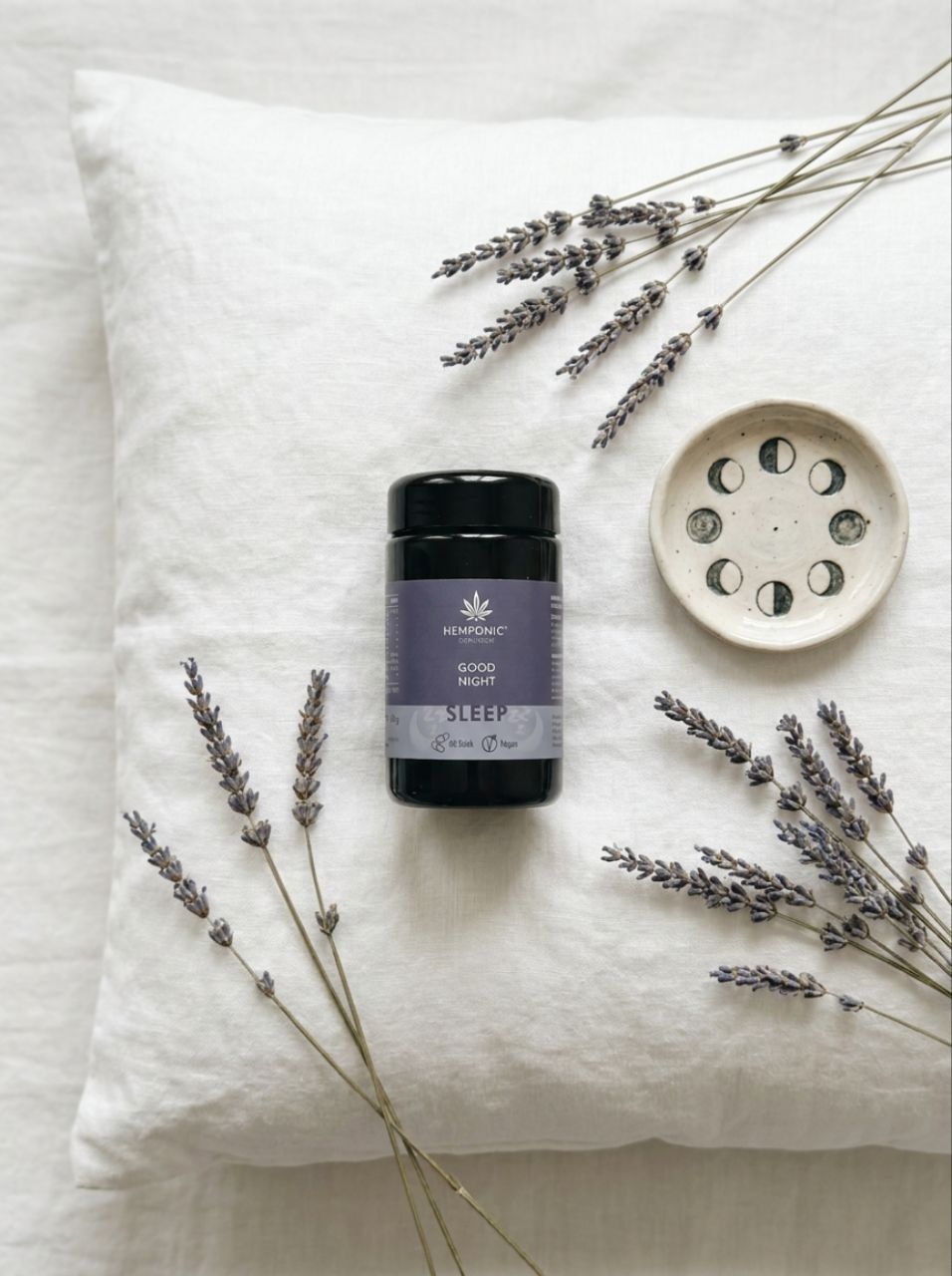 HEMPONIC "Good Night" Melatonin, L-Tryptophan, Ashwagandha, Magnesium - 60 Kapseln = 2 Monate