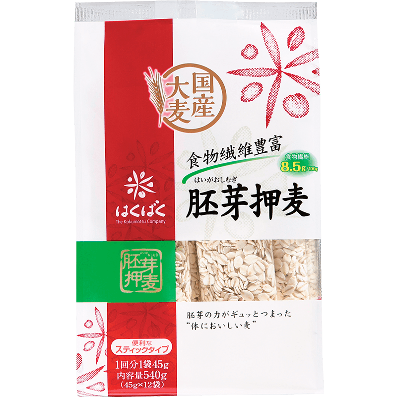 Hakubaku Haiga Oshimugi 45g x 12 / はくばく胚芽押麦 45g x 12
