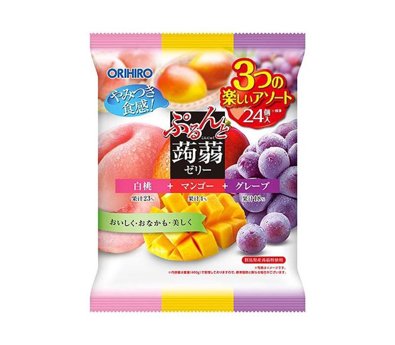 Jelly Pouch White Peach, Mango and Grape / ぷるんと蒟蒻ゼリー 白桃 &マンゴー&グレープ Jelly Pouch White Peach, Mango and Grape / ぷるんと蒟蒻ゼリー 白桃 &マンゴー&グレープ