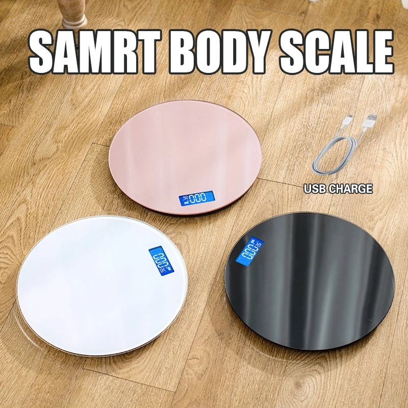 Round Electronic Weighing Scales LED Digital Display Weight Floor Smart Scale Balance Body Household Bathrooms Scale