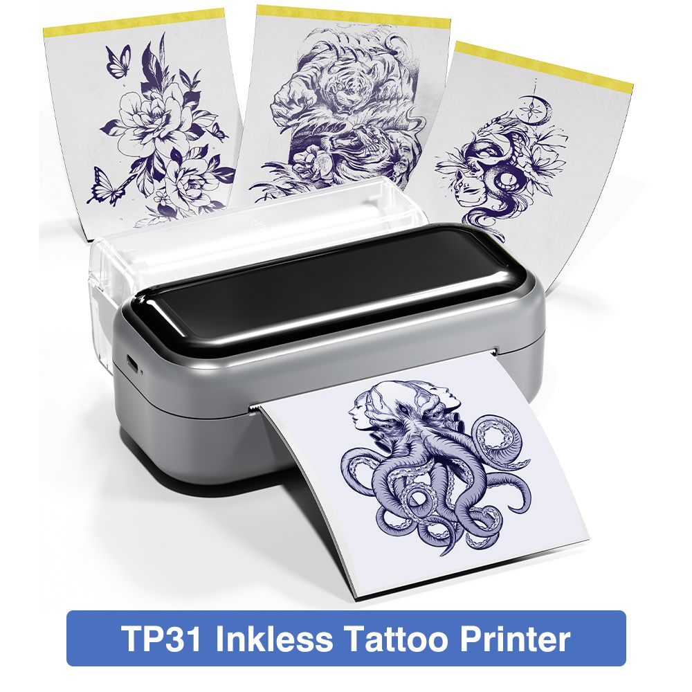TP31 Tattoo Stencil Printer Thermal Tattoo Printer with Transfer Paper Wireless Bluetooth Mini Portable Printer Tattoo Artist