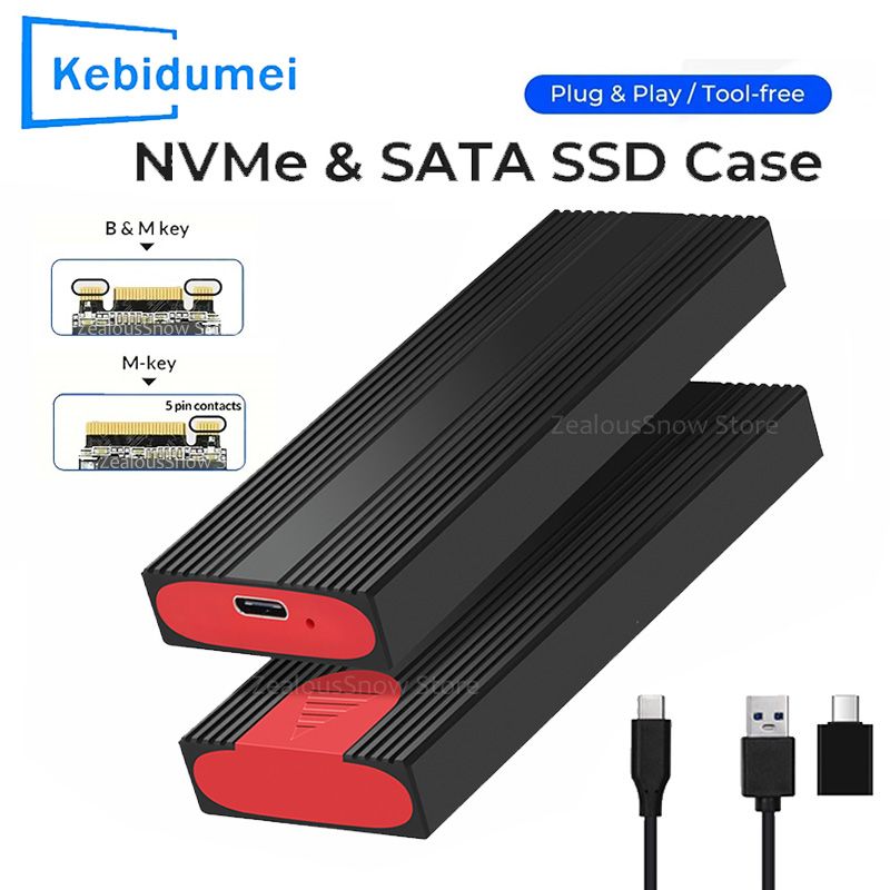 M2 NVMe SATA SSD Enclosure 5/10Gbps M.2 NVMe to USB Adapter USB 3.1 To Type-C External Hard Disk Adapter for PCIe NVMe NGFF SSD