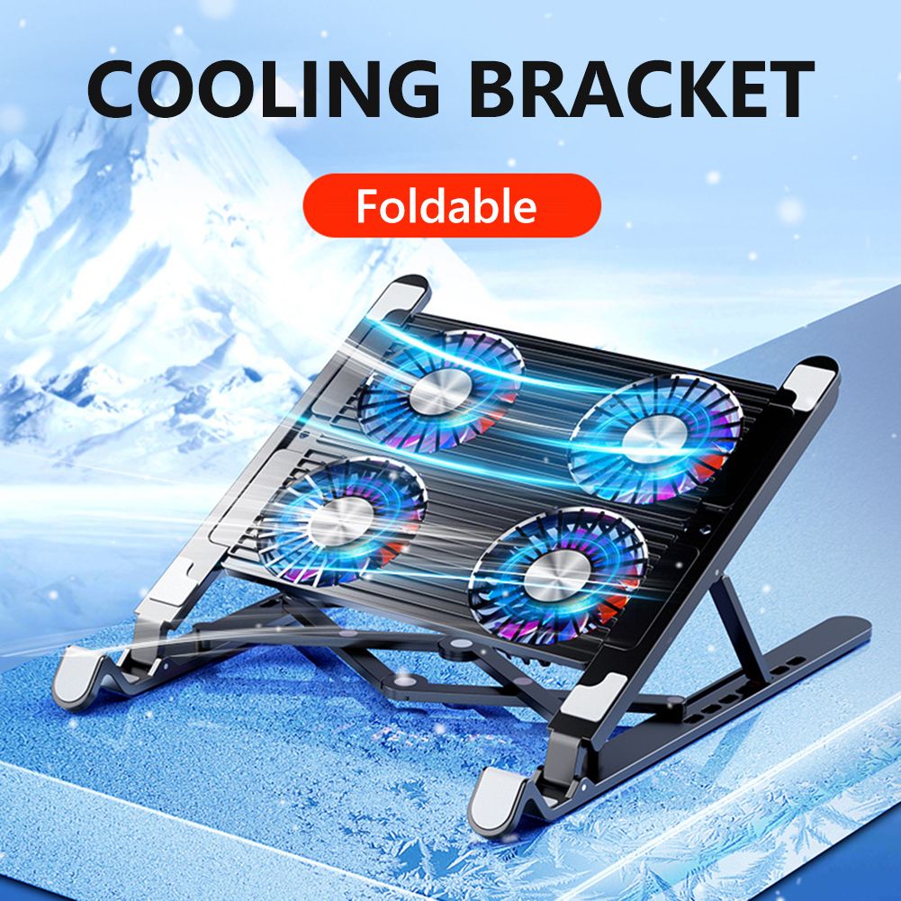 Gaming PC Laptop Cooler ABS/Aluminum Alloy 2/4 Silent Fan Foldable Laptop Cooling Pad Support Portable Height Adjustable Stand
