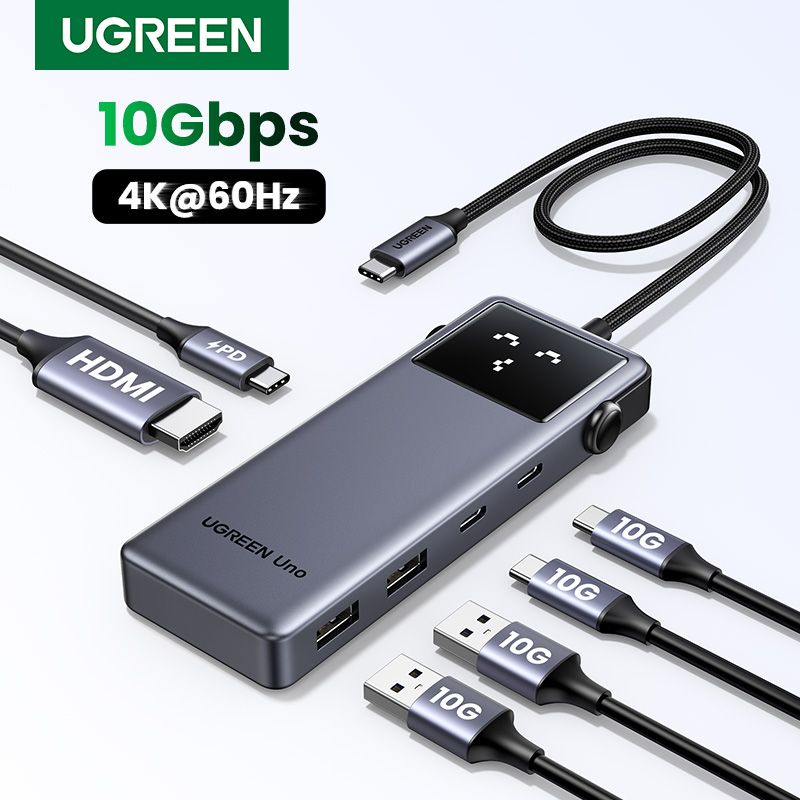 UGREEN Uno USB C HUB 6-in-1 4K60Hz PD100W 10Gbps USB3.2 Splitter Adapter for Laptop Macbook Pro Air USB Expander Docking Station