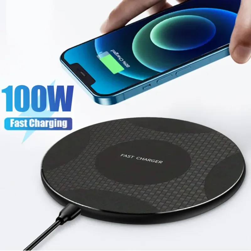 100W Fast Wireless Charging Pad – Qi Induction Charger Dock for iPhone 15/14/13/12/11/X/Pro Max, Samsung, Xiaomi &amp; More