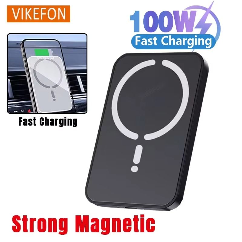 100W Magnetic Wireless Car Charger &amp; Phone Mount – Air Vent Holder with Fast Charging for iPhone 16/15/14/13/12 Pro Max
