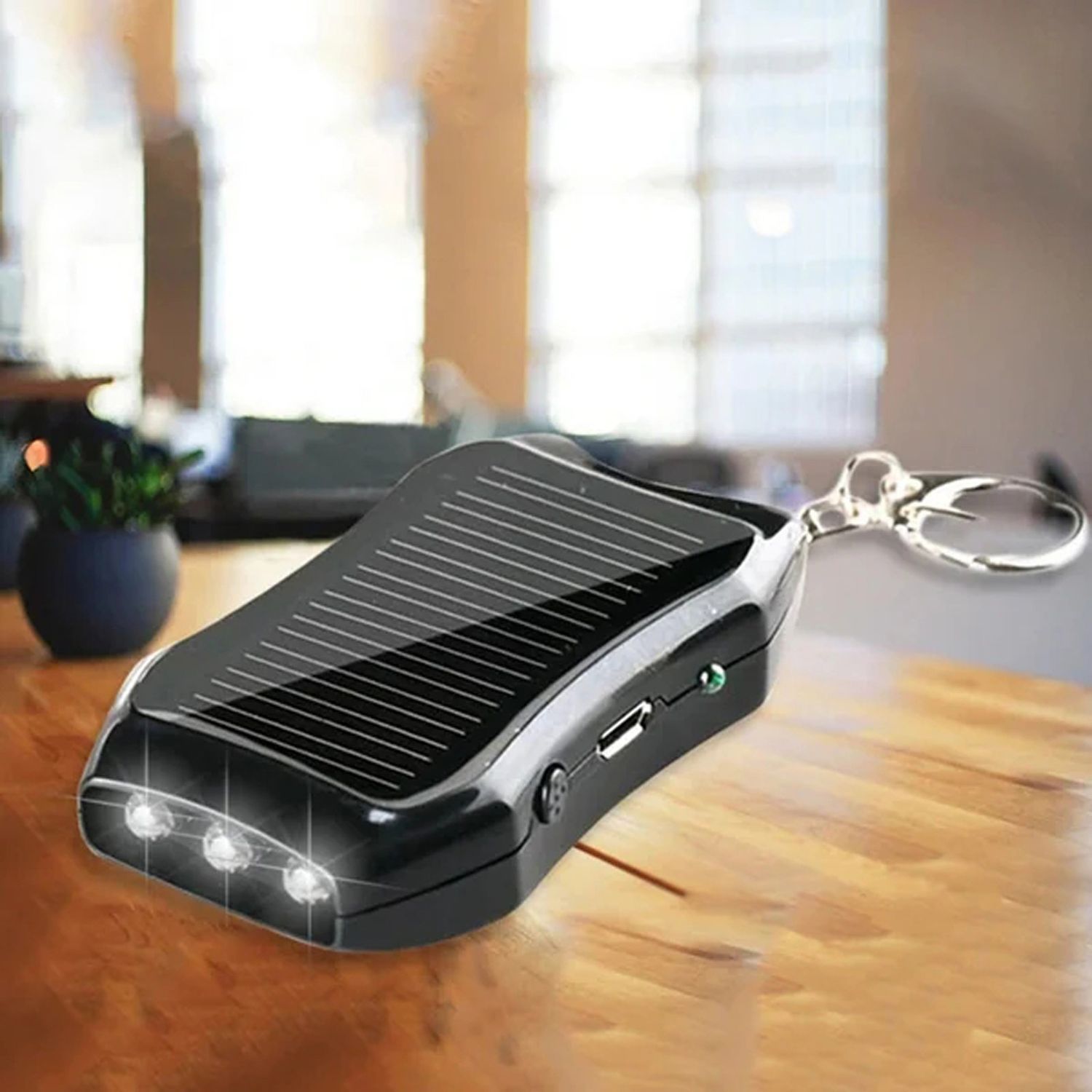 Keychain Fast Charging Power Supply Universal Solar 950mAH Portable Charger with 3 LED Light Charging Equipment for Most Device