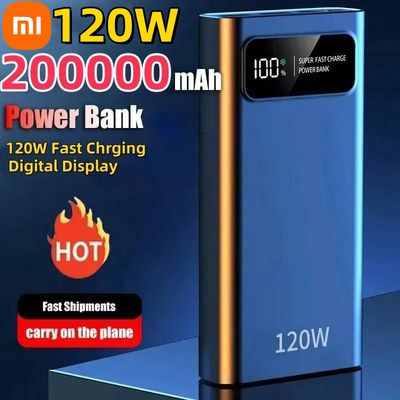 Xiaomi Power Bank 200000mAh 120W Super Fast Charging Battery High Capacity Digital Display Power Bank For iPhone Samsung Huawei
