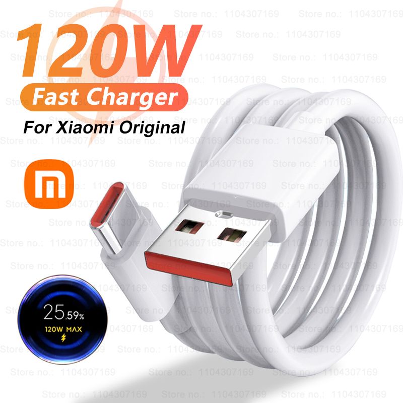 Original 120W USB Turbo Fast Charging Cable For Xiaomi mi 15 14 13 12 11 6A 67W Type C Cable Redmi Note 10 9 8 7 Pro K70 Poco X6