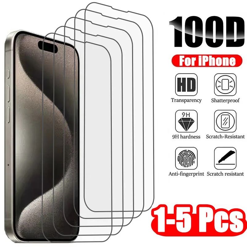 1–5Pcs Tempered Glass Screen Protector for iPhone 7–16 Series – Full-Cover HD Scratch-Resistant Protective Film