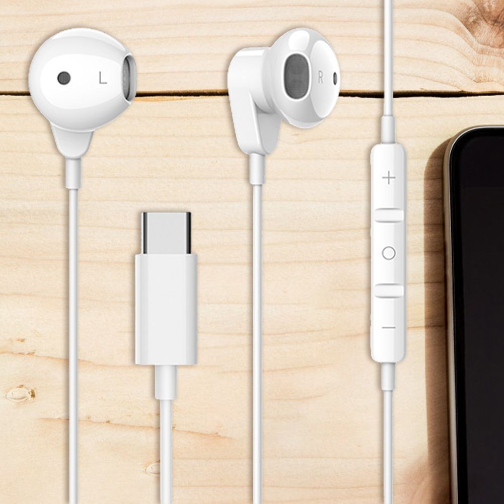 Type C Earbuds Noise Cancelling Wired Earphones with Microphone Volume Control Type C Earphones for iPhone 16/15 Pro Max Plus