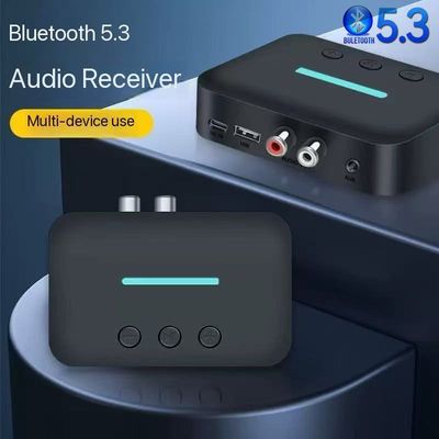 USB Bluetooth 5.3 Audio Receiver Adapter Wireless Stereo Music 3.5mm AUX R/L RCA Support U-Disk Playback For Desktop Speaker Amp