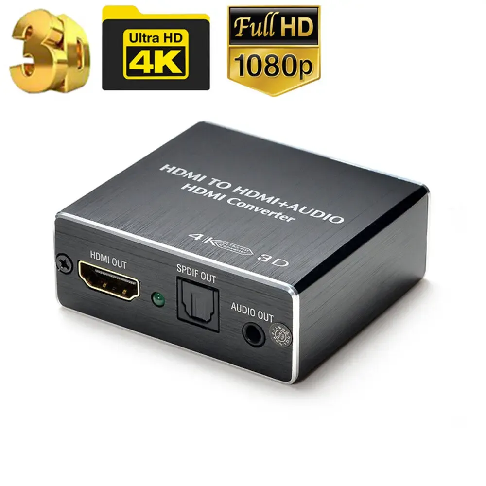 4K*2K HDMI-compatible Stereo Audio Extractor Converter  Adapter HDMI-compatible to HDMI-compatible + Optical SPDIF 3.5mm for PS4