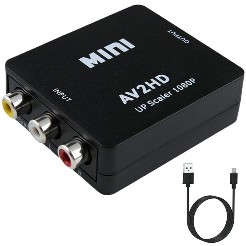 1080P RCA AV to HDMI Converter – AV2HD Composite Adapter with USB Power Cable for TV, DVD, Game Consoles &amp; More