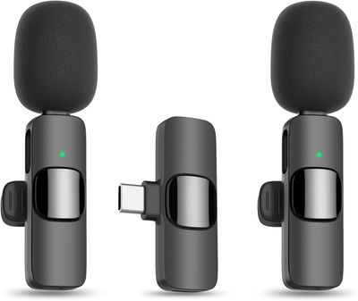 New Wireless Lavalier Microphone Portable Audio Video Recording Mini Microphone for iPhone Android PC Camera Live Gaming Phone