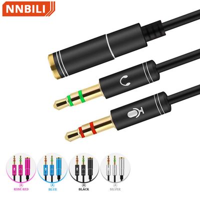 3.5mm Headphone Stereo Audio Mic Y Splitter 3.5 mm Audio  Microphone to 4 Pole Jack Aux Adapter for 4 pin 3.5mm Plug Earphone