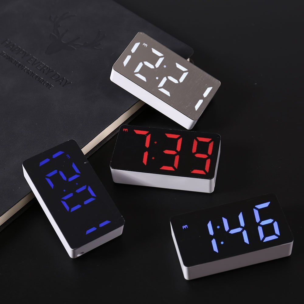 Mini LED Electronic Clock Mirror Watch Smart Small Alarm Clock Desk Digital  Mini Table Clock for Bedroom Decoration