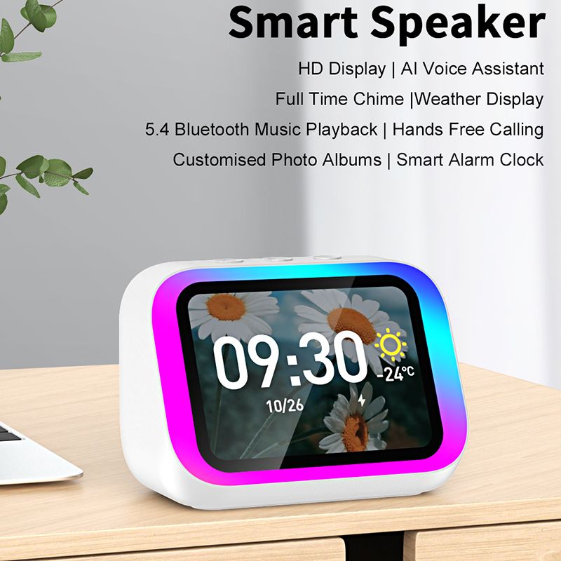 ​​smart Alarm Clock With Bluetooth Speaker &amp; Color Display - App Controlled Weather, Night Light, Photo Frame, Sleep Stories