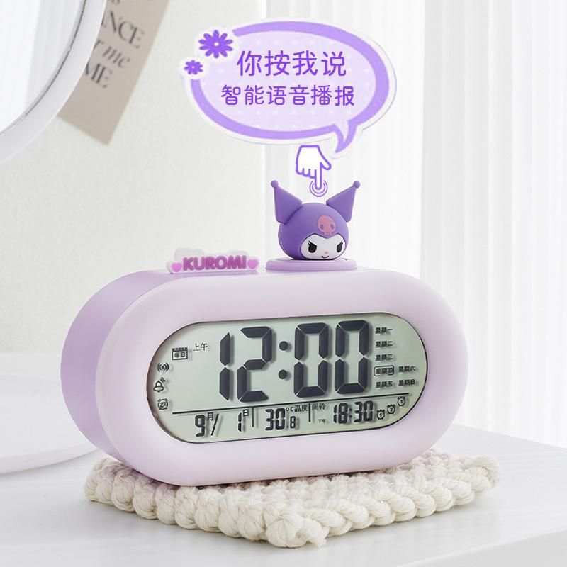 Sanrio Smart Alarm Cartoon Kuromi My Melody Cinnamoroll Kawaii New Bedroom Desktop Wake Up Artifact Student Hostel Bedside Clock