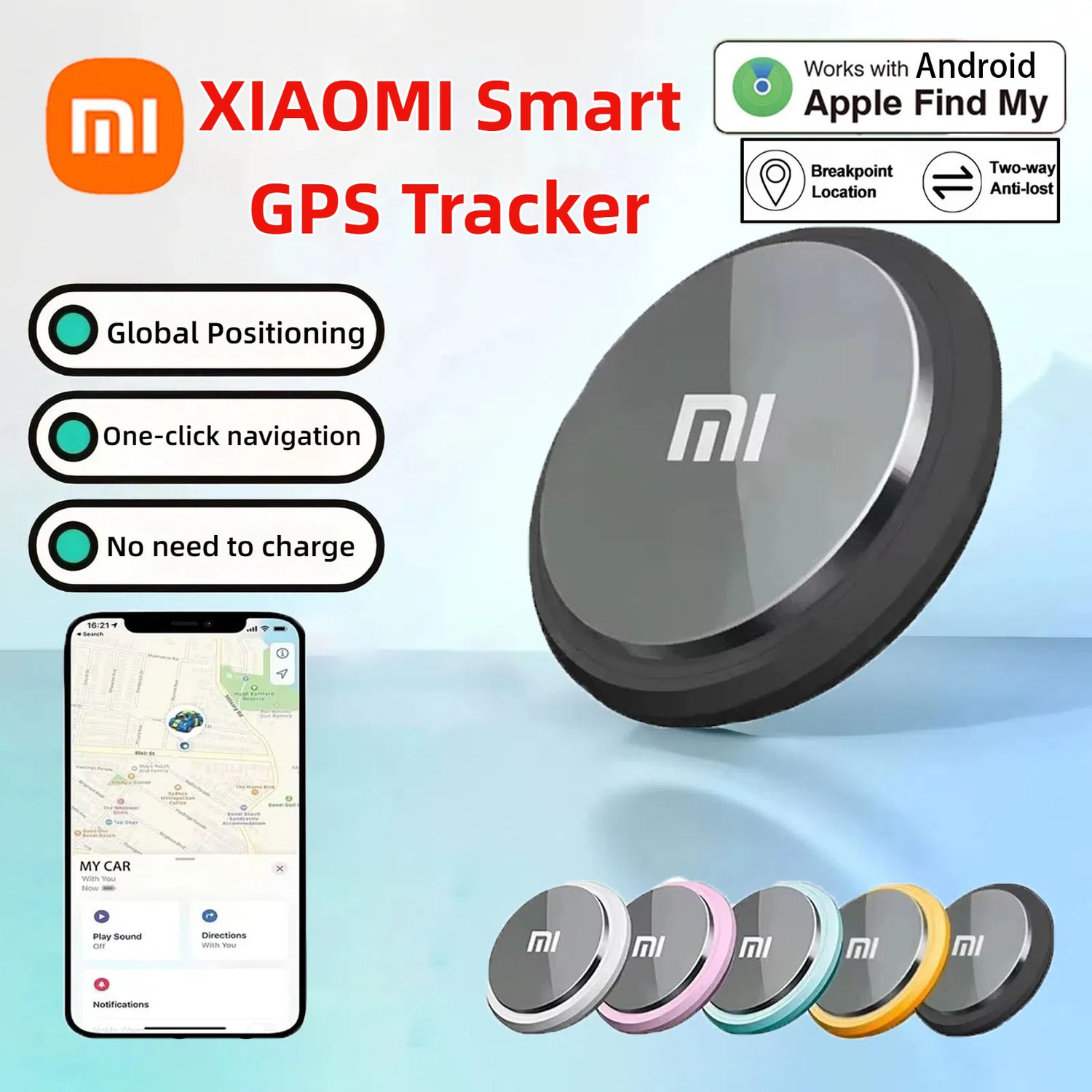 XIAOMI Smart GPS Tracker Kids Elderly Bluetooth Anti-Lost Reminder Device Pet Bag Car Finder With Watch Band For Apple Android