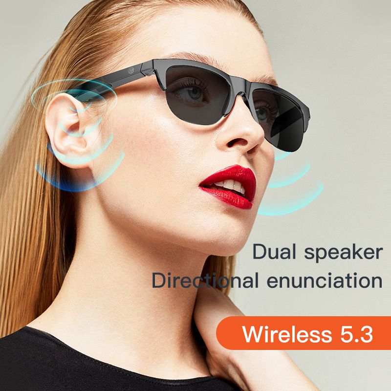  Smart Glasses Polarized Sunglasses with Bluetooth Speaker Wirless 5.3 Athletic Outdoor UV Protection Voice Control Unisex